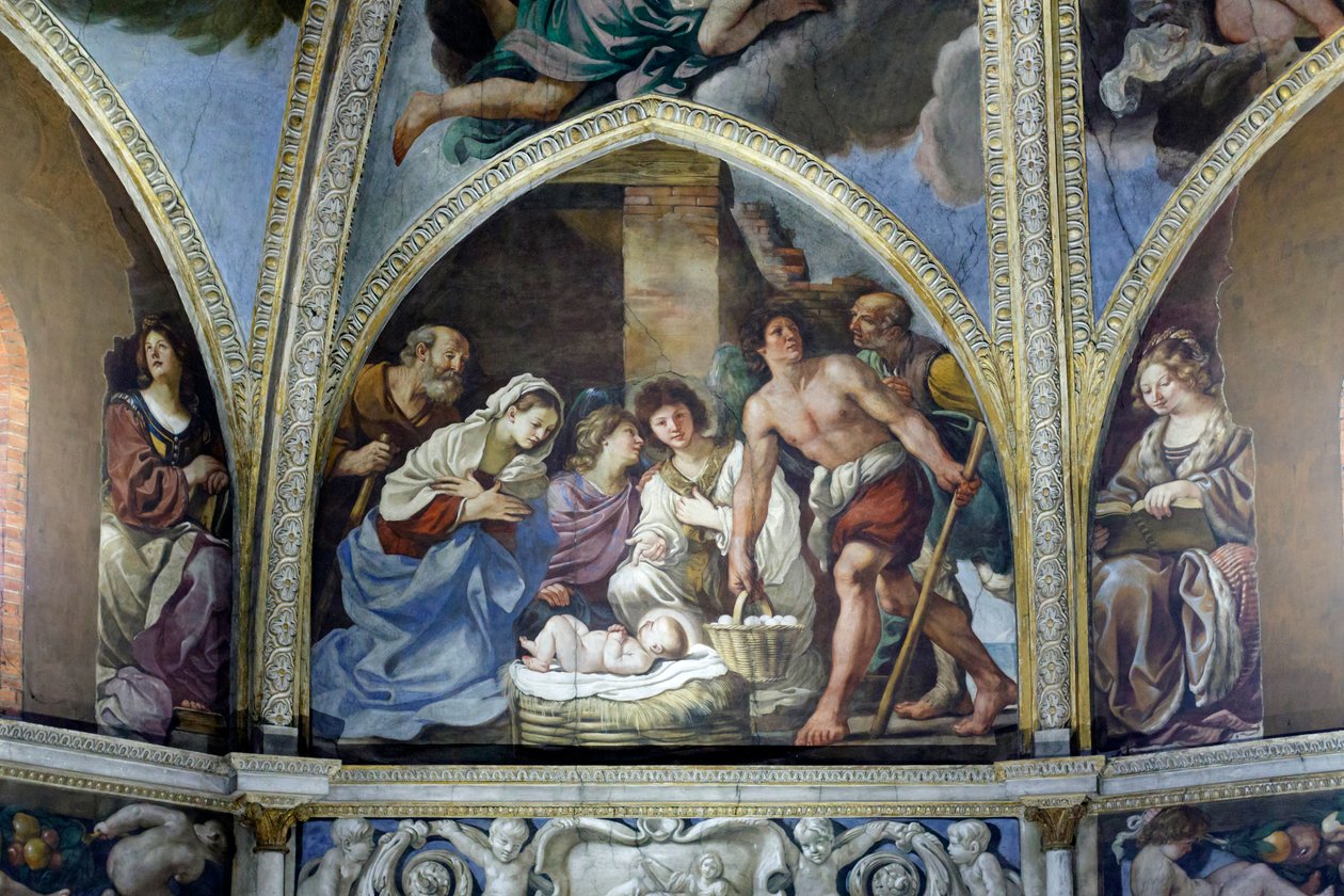 A pásztorok imádását ábrázoló freskó alkotó: Guercino (1591 1666)