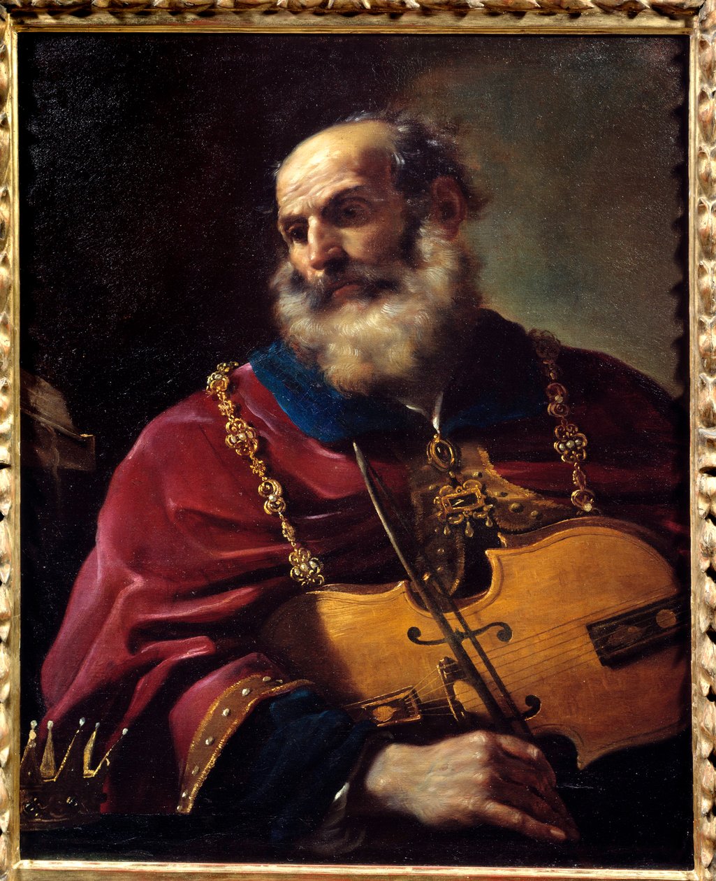 Dávid király (hegedül). Barbieri Giovanni Francesco dit Le Guerchin festménye (1591-1666) alkotó: Guercino