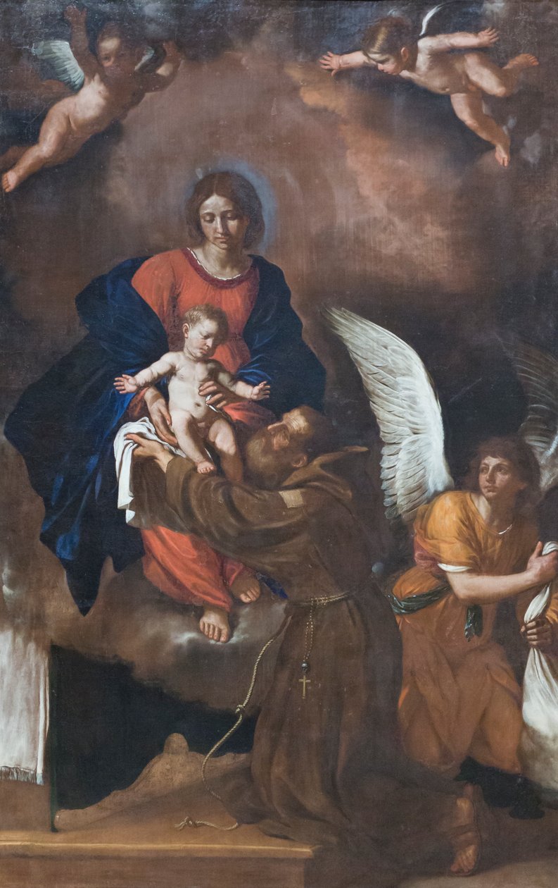 A Szűzanya bemutatja a gyermeket Boldog Felice da Cantalice-nak. alkotó: Guercino (1591 1666)