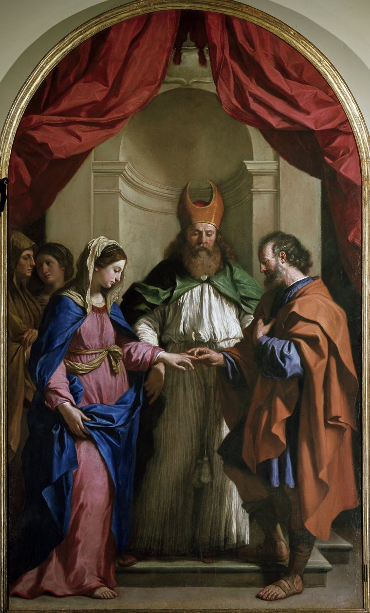 A Szűz házassága (olaj, vászon alkotó: Guercino
