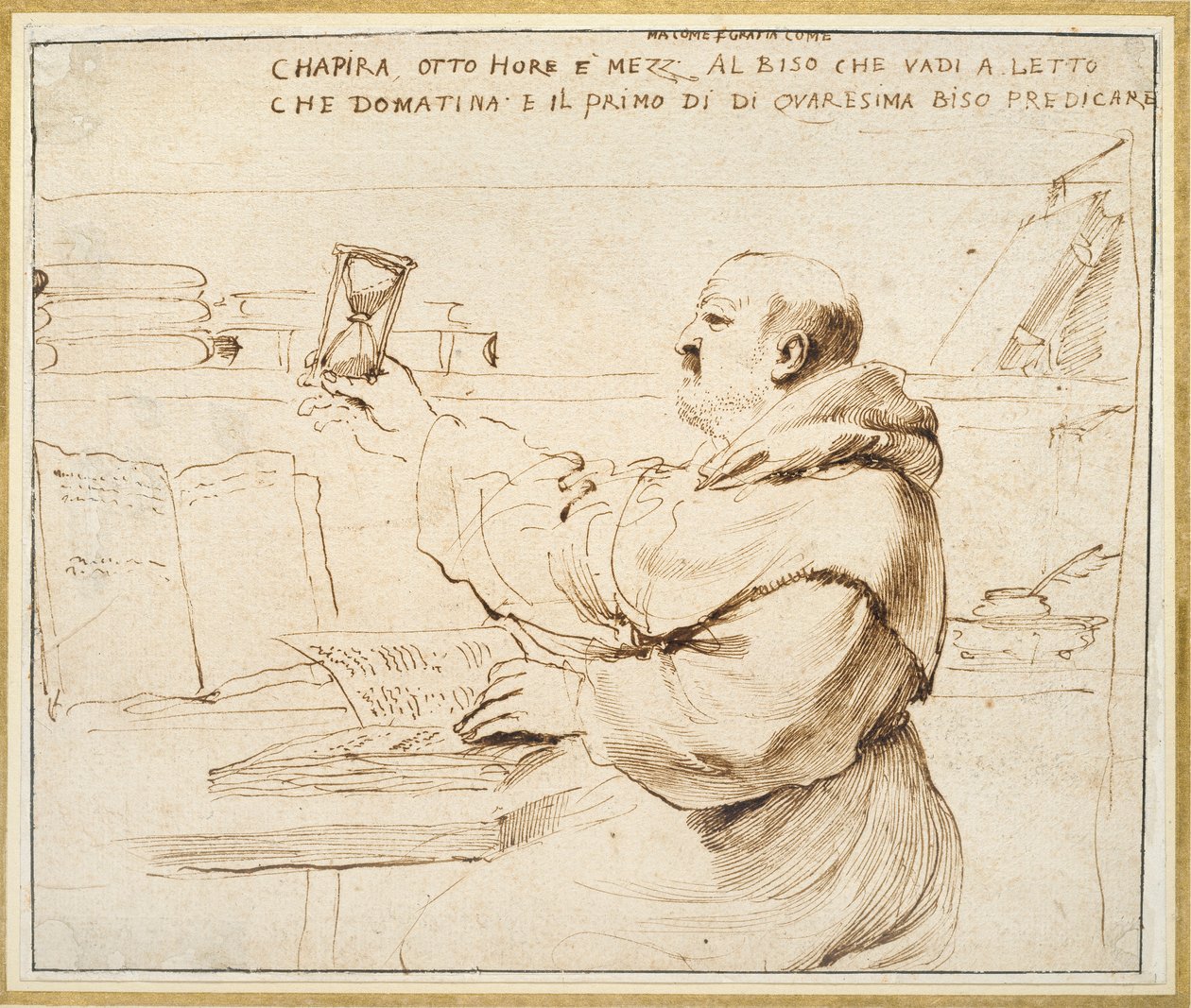 Fra Bonaventura Bisi karikatúrája, 1655-1659 alkotó: Guercino