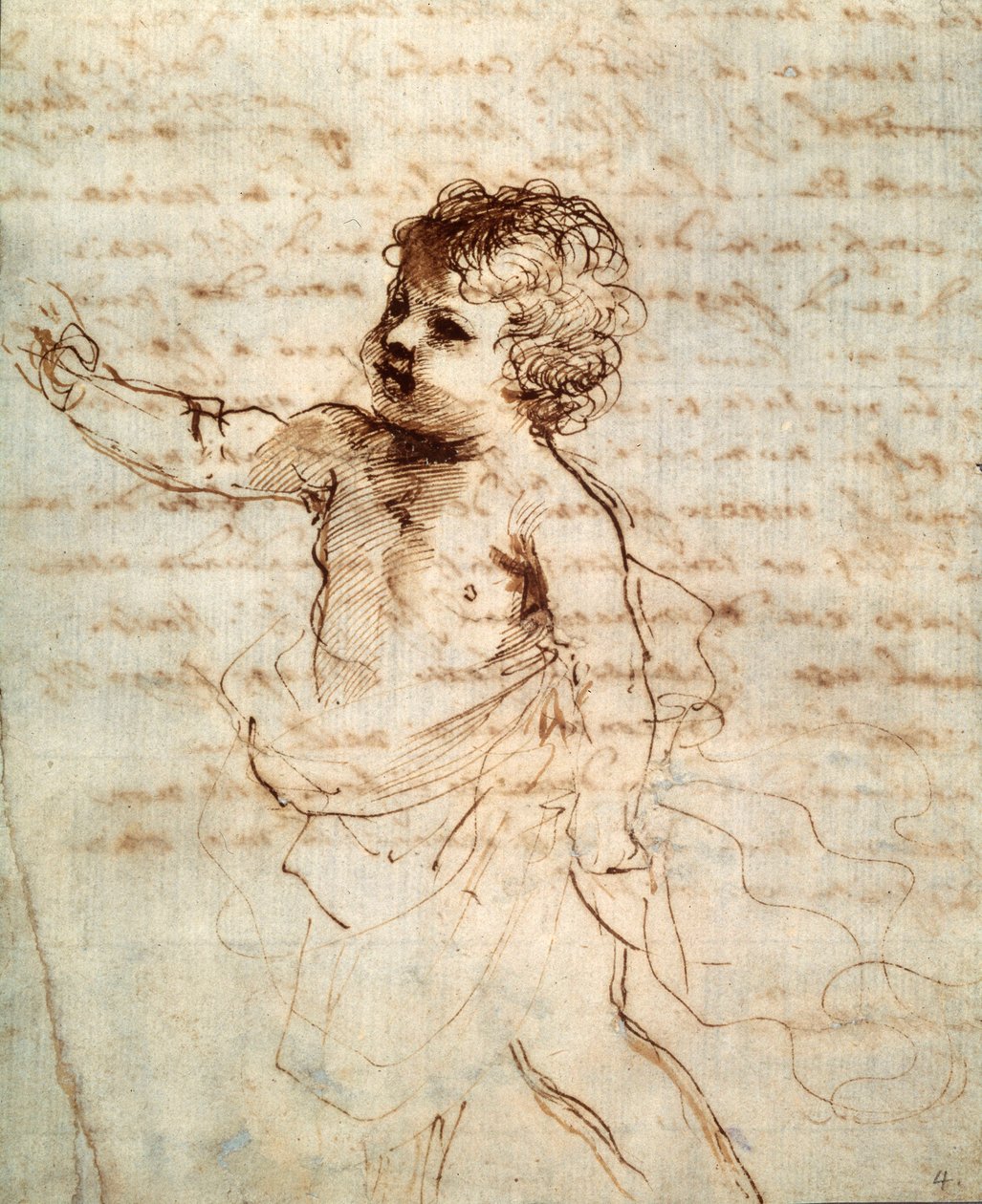 Gyermekfigura drapériákban, 17. század alkotó: Guercino