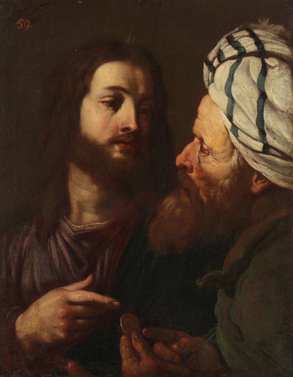 Krisztus és a pénzkölcsönző alkotó: Guercino