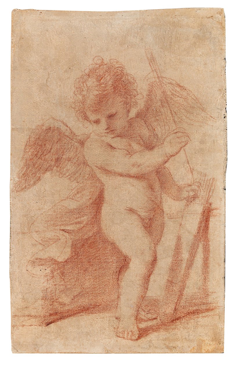 Ámor egy nyilat tesz a tegezébe. alkotó: Guercino