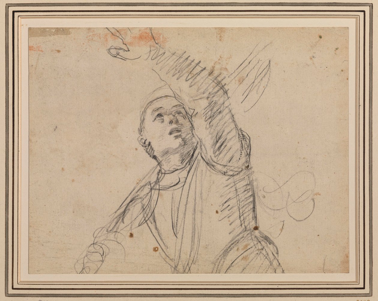 Guercino - Egy katona, a katona után az An. Carracci Feltámadás című festménye után, Maisons-Lafitte, RCIN 902599 alkotó: Guercino
