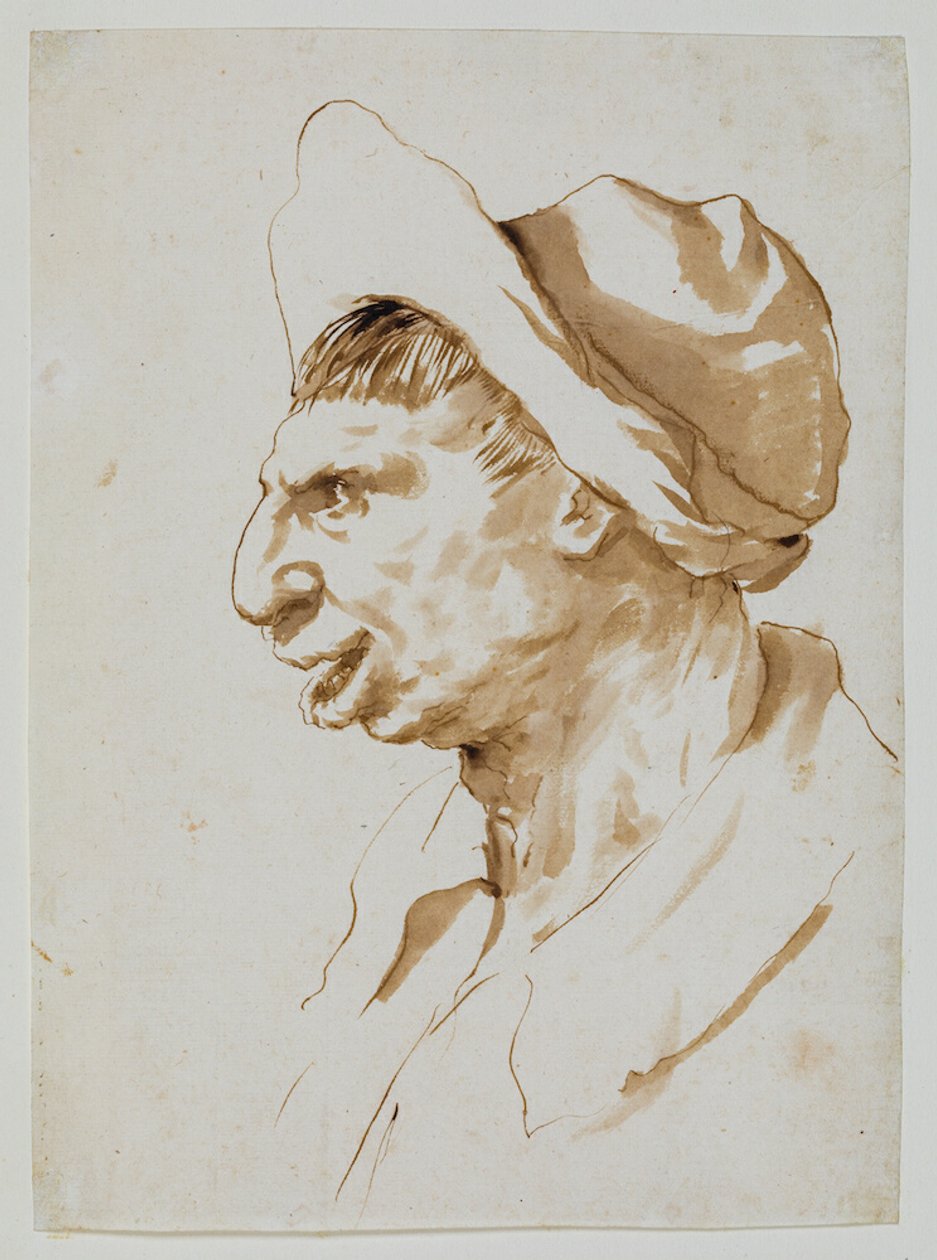 Egy paraszt feje profilban balra alkotó: Guercino