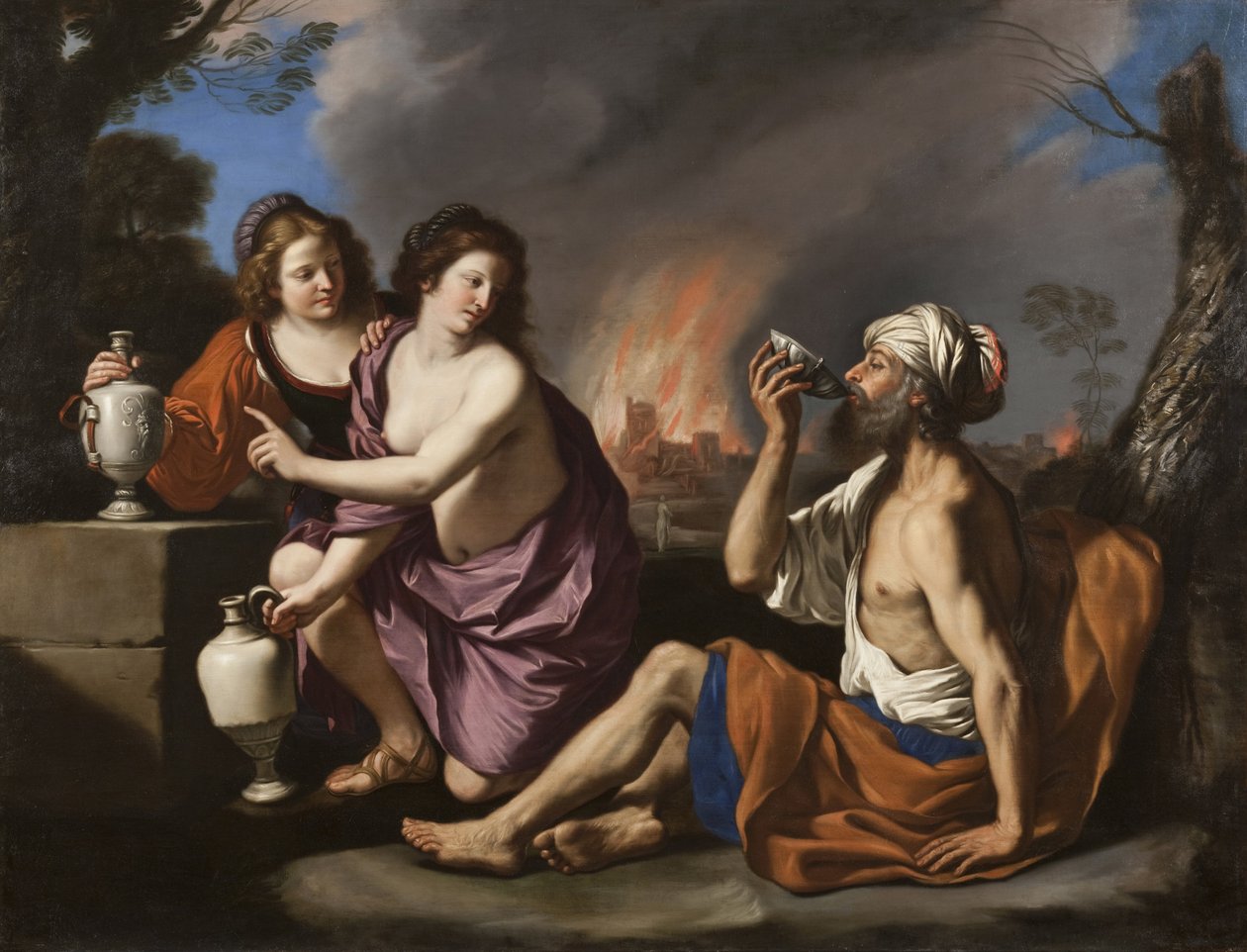 Lót és lányai alkotó: Guercino