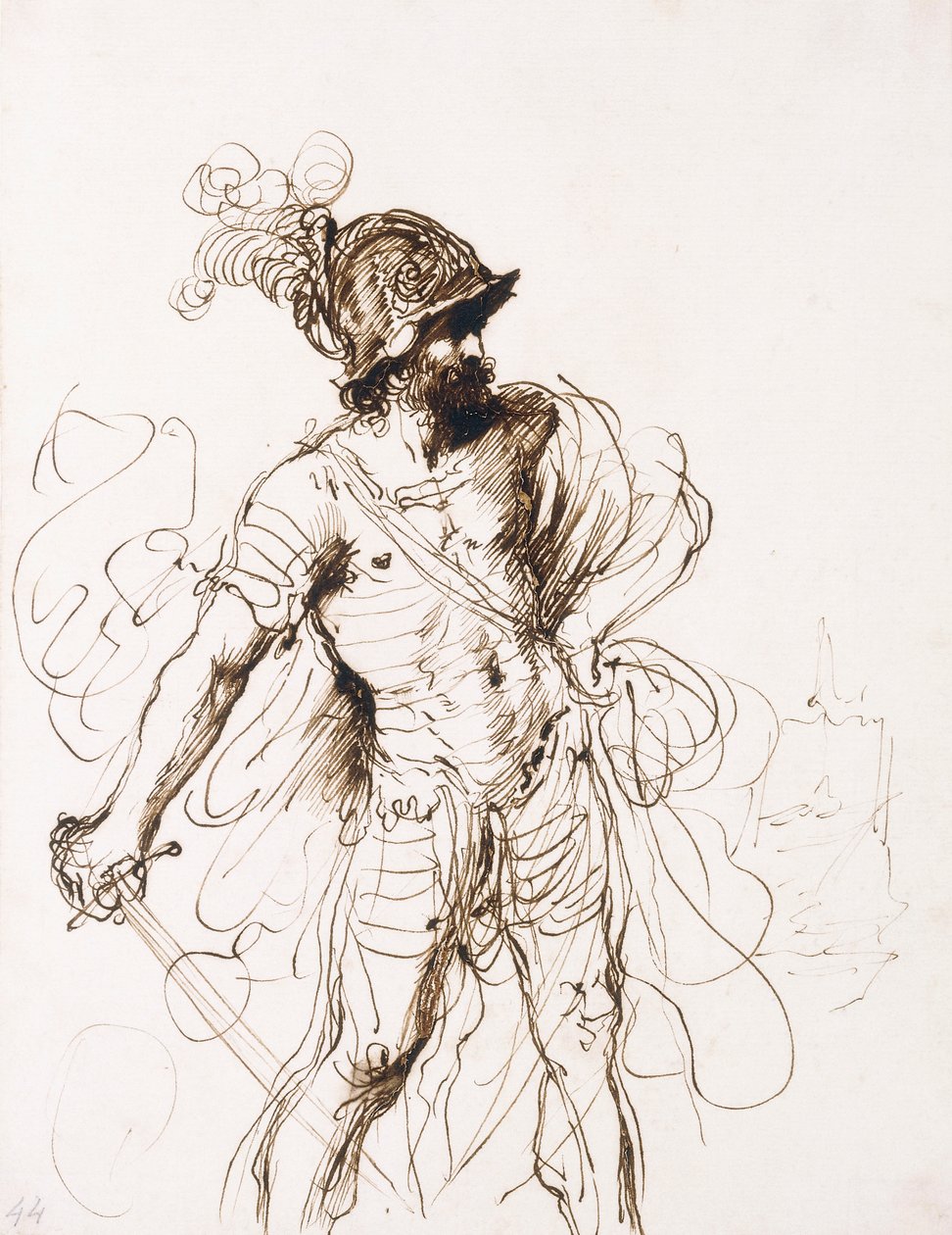 Mars, kivont kardja jobbra fordult, alkotó: Guercino