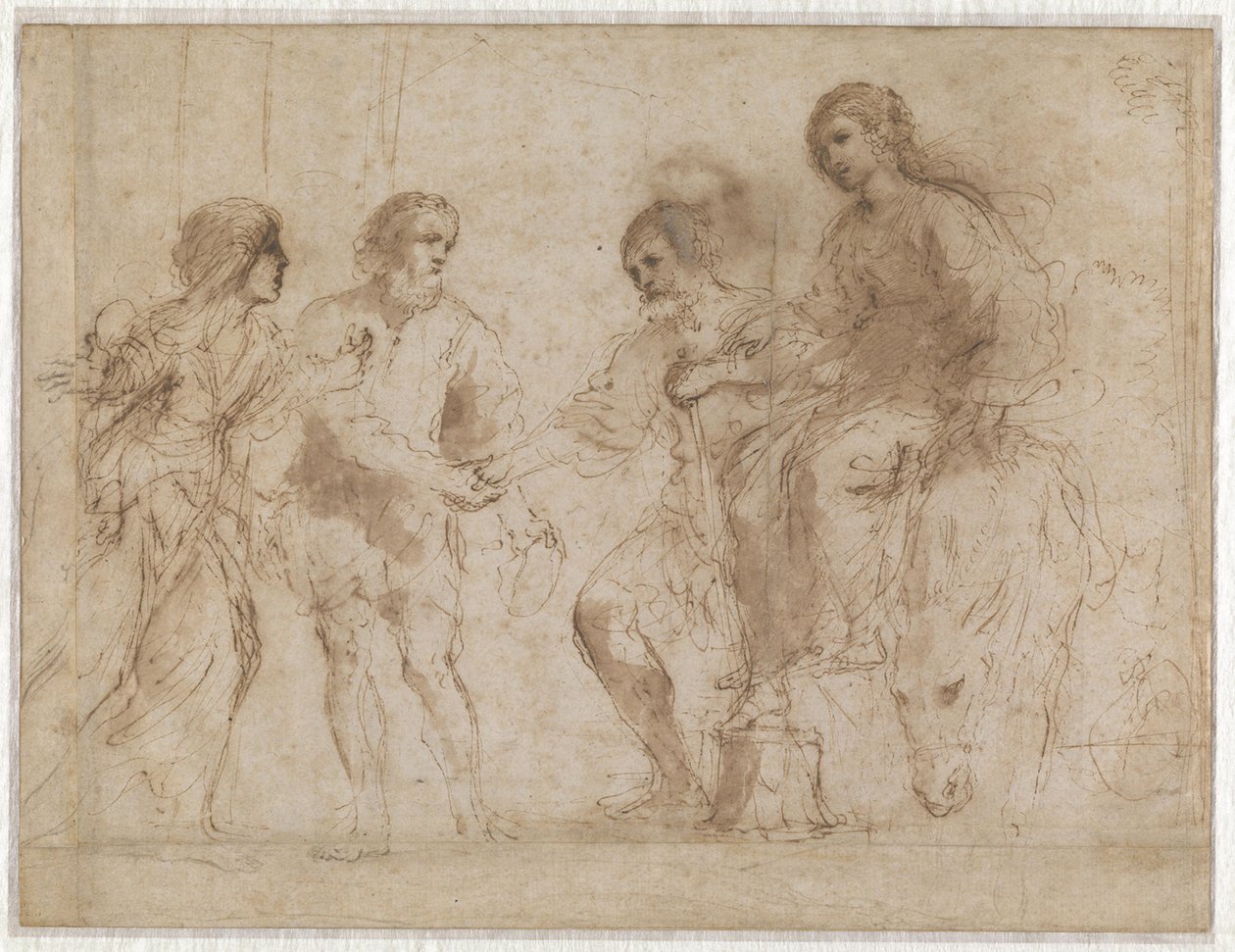Mária és József találkozása Erzsébet és Zakariás háza előtt (előlap) Mária és Erzsébet egy lépcső alján (hátlap) alkotó: Guercino