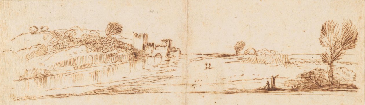 Panorámatáj folyóval alkotó: Guercino