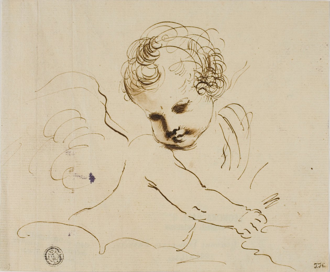 Putto a felhőkben alkotó: Guercino