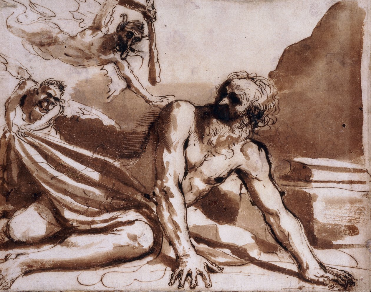 Szent Antal, akit megvertek az ördögök, alkotó: Guercino