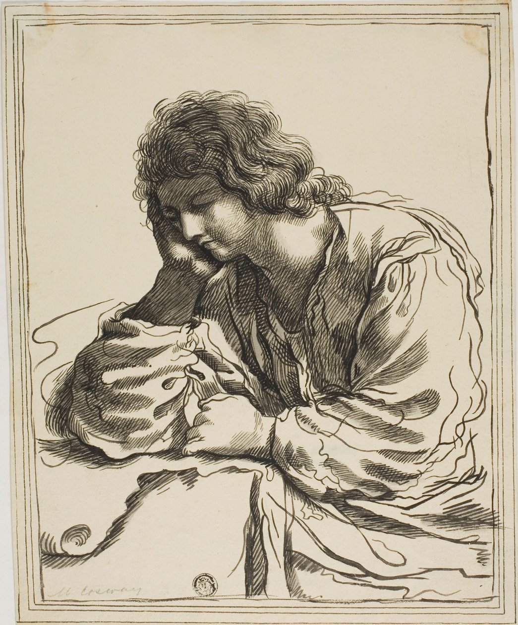 Szent János evangélista meditációban alkotó: Guercino