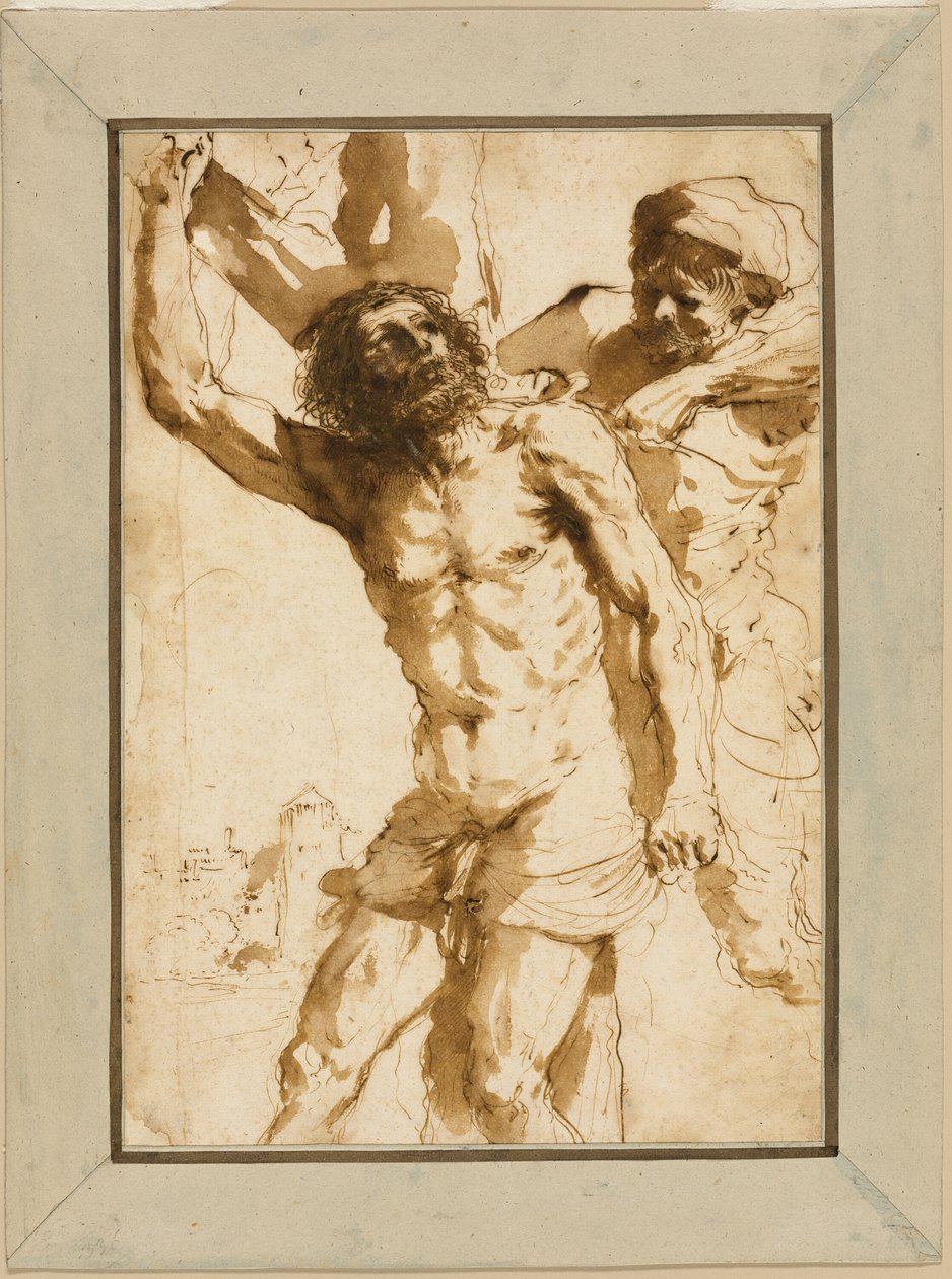 Tanulmány "Szent Bertalan vértanúságához" alkotó: Guercino