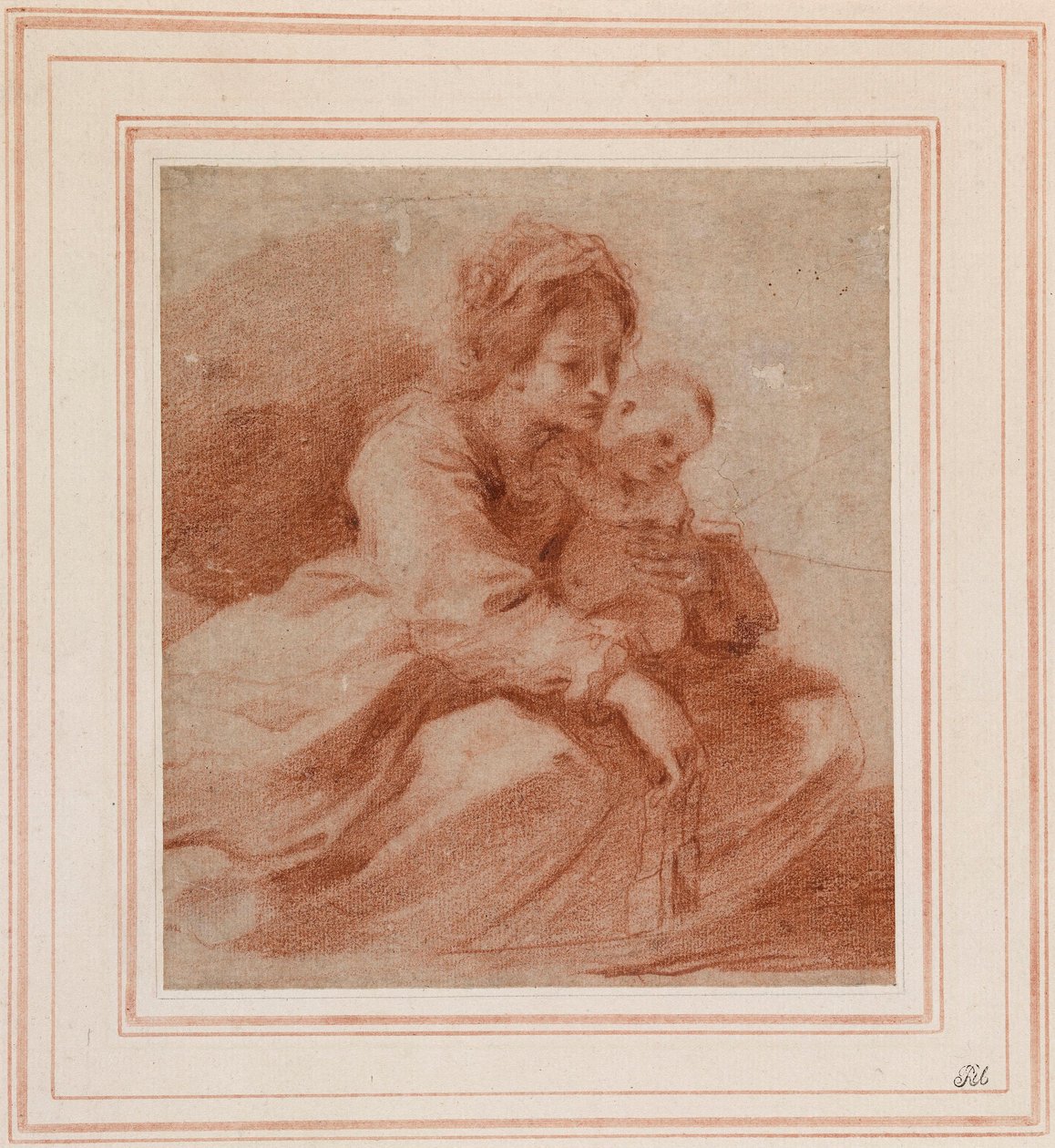 Die Jungfrau und das Kind (für die Madonna del Carmine, die einem Karmeliter ein Skapulier überreicht, in der Pinacoteca Civica von Cento, ca. 1615) alkotó: Guercino