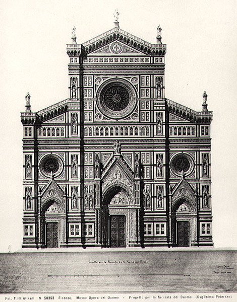 Tervezés a firenzei Santa Maria del Fiore vagy Dóm homlokzatához alkotó: Guglielmo Petersen