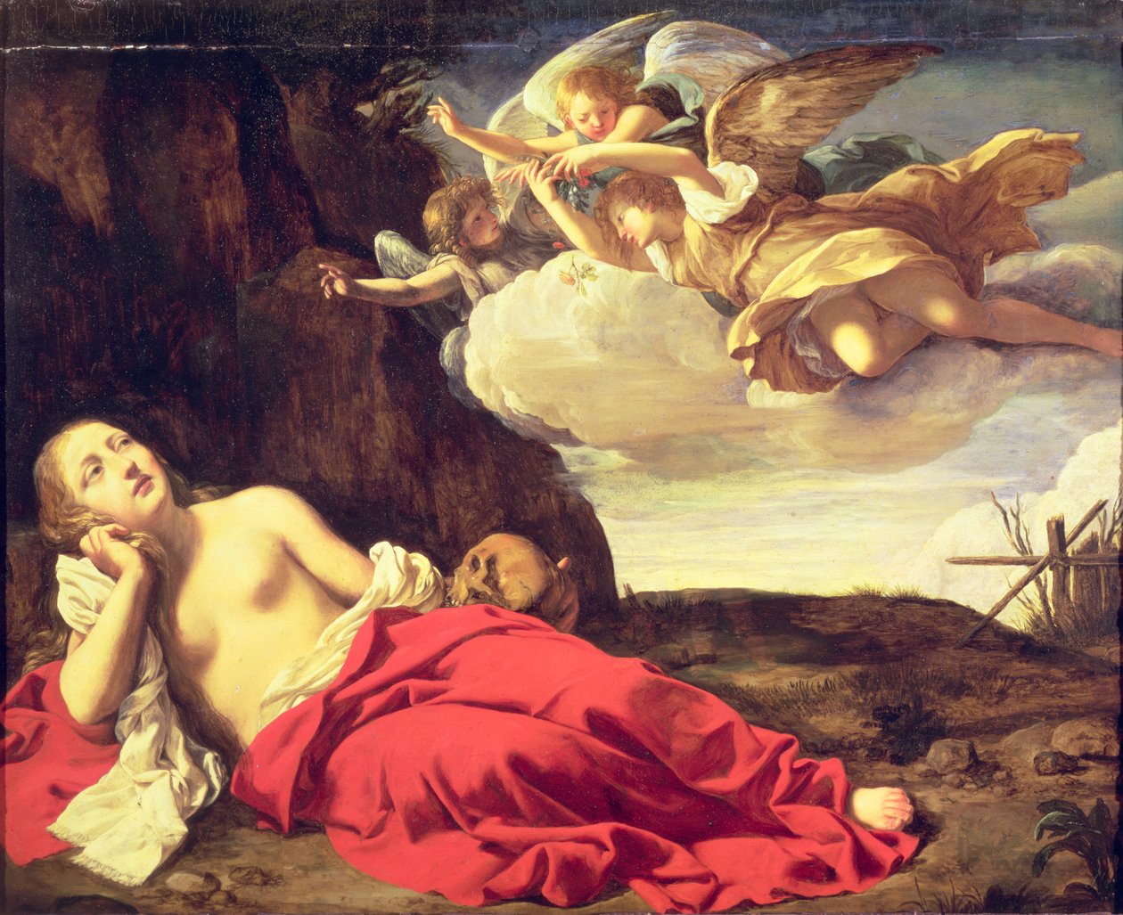 Bűnbánó Mária Magdolna (olaj ónozott rézre) alkotó: Guido Cagnacci