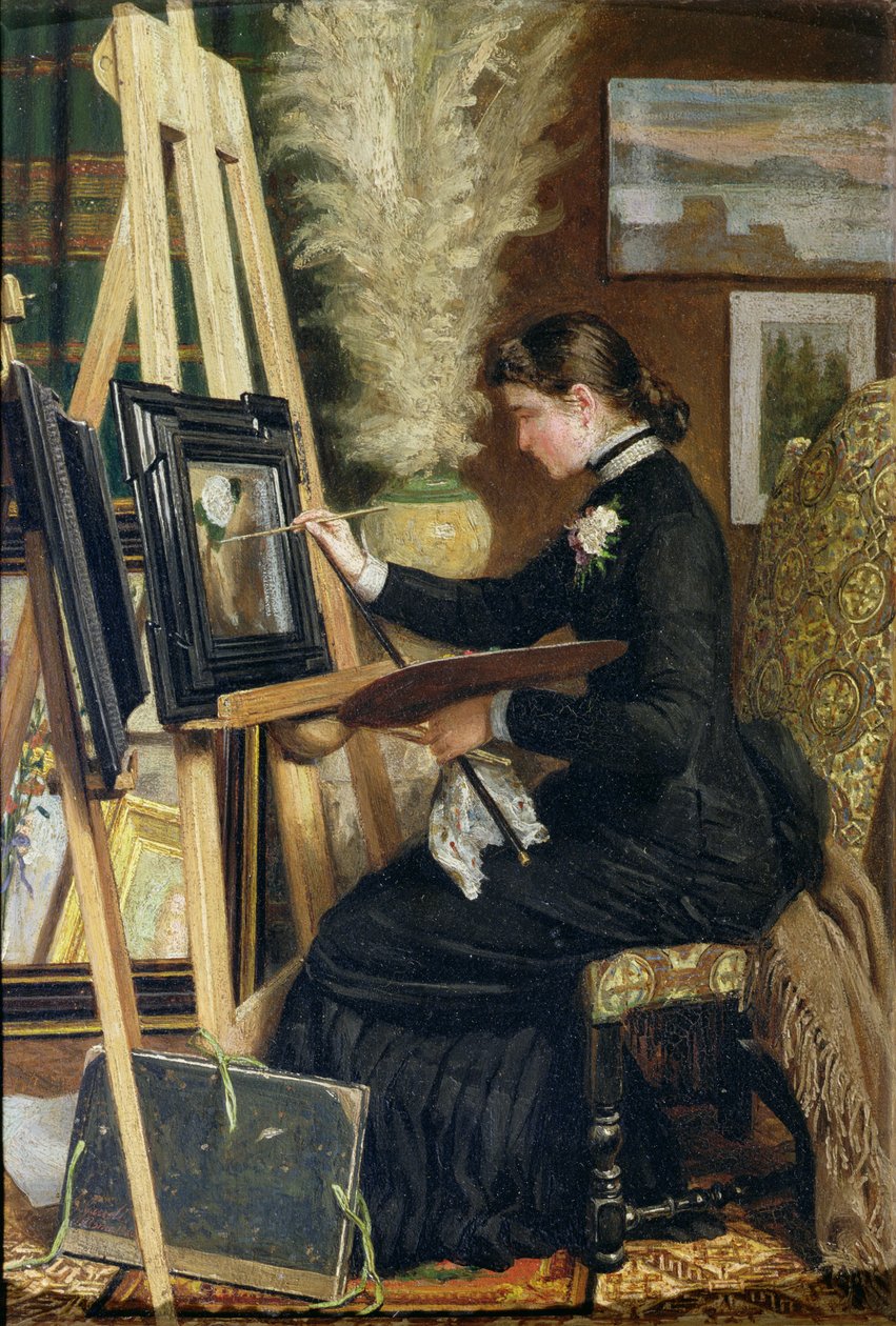 Josephine Gillow portréja festőállványon, 1880 alkotó: Guido Guidi