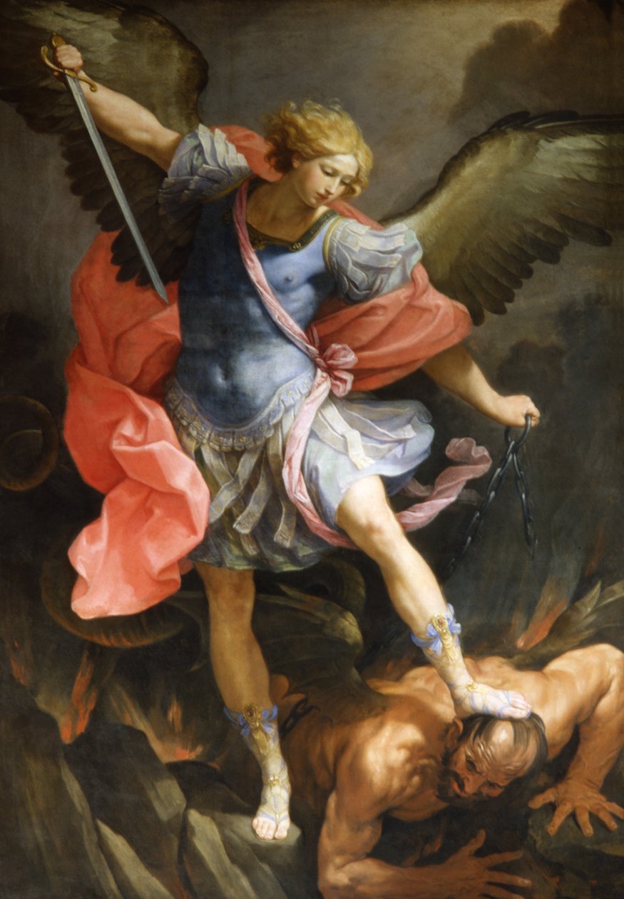 Mihály arkangyal a Sátán legyőzése, 1636 körül alkotó: Guido Reni