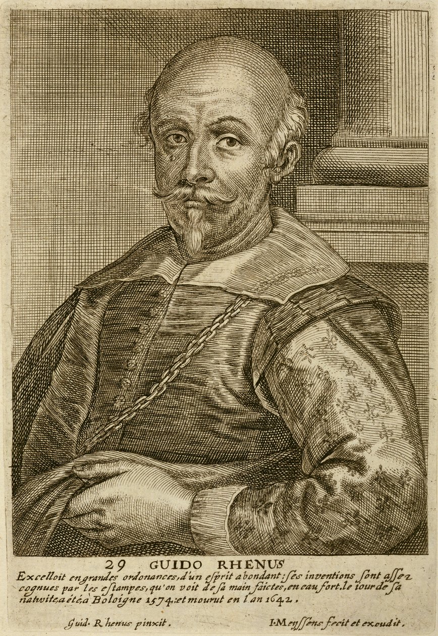Önarckép, 29. tábla a Joannes Meyssens (1612-70) által metszett művészportrésorozatból. alkotó: Guido Reni