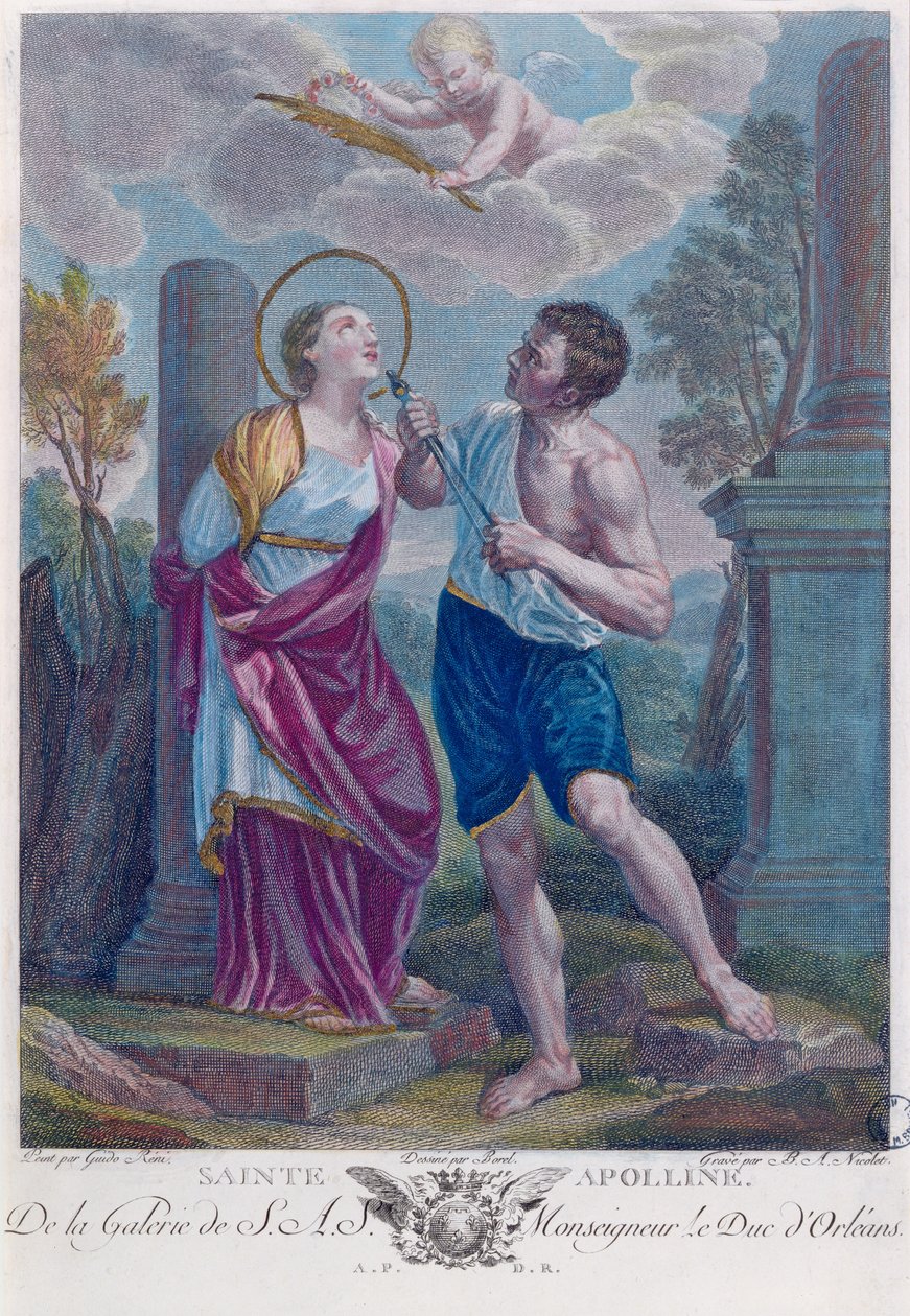 Szent Apollónia (színes metszet) alkotó: Guido Reni