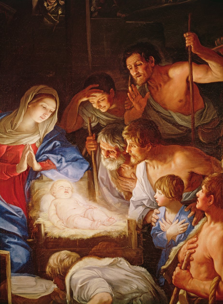 A Pásztorok imádása, részlet a Jézust körülvevő csoportról alkotó: Guido Reni