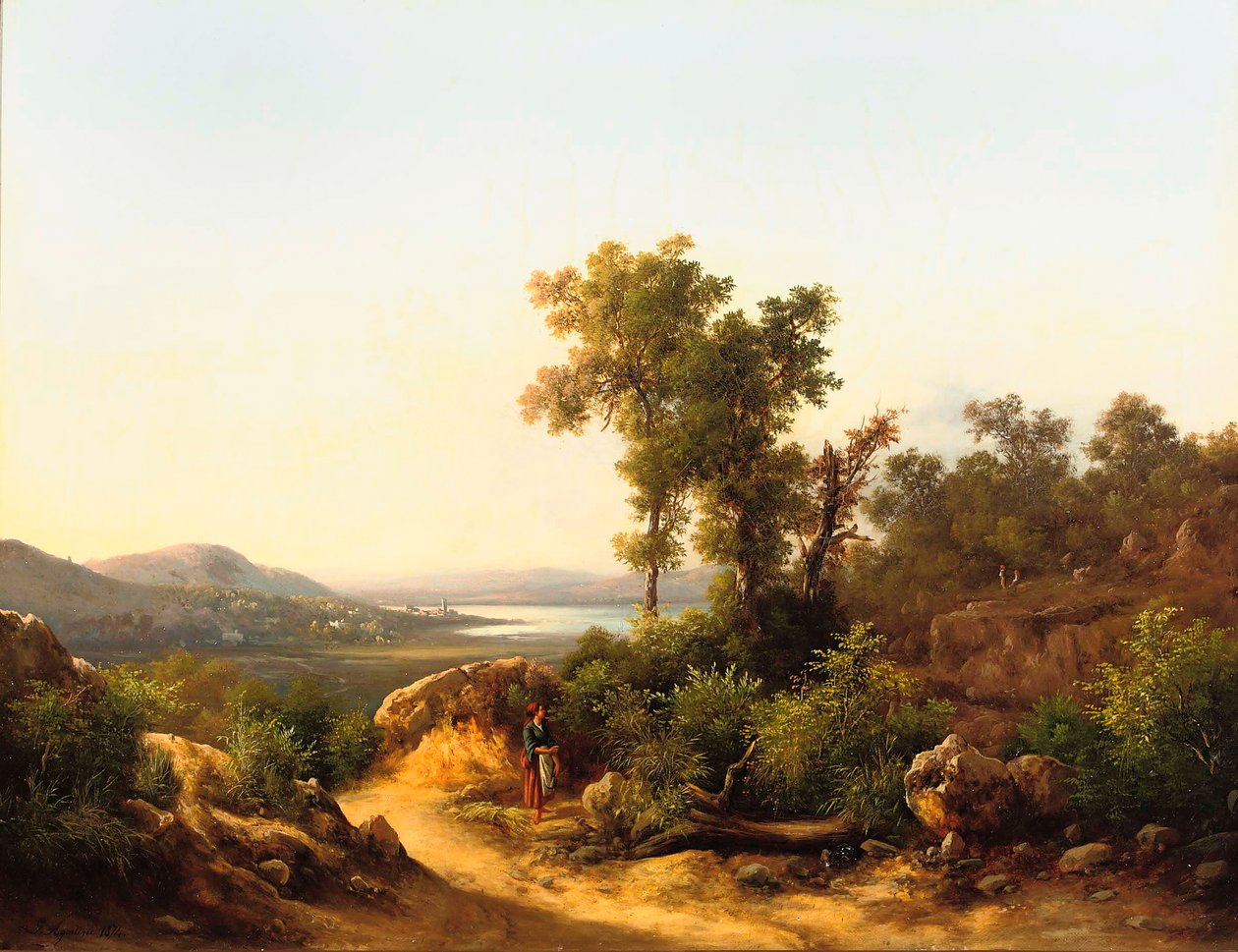 Trasimeno: Kilátás a Trasimeno-tóra, Olaszország, 1874 alkotó: Guido Agostini