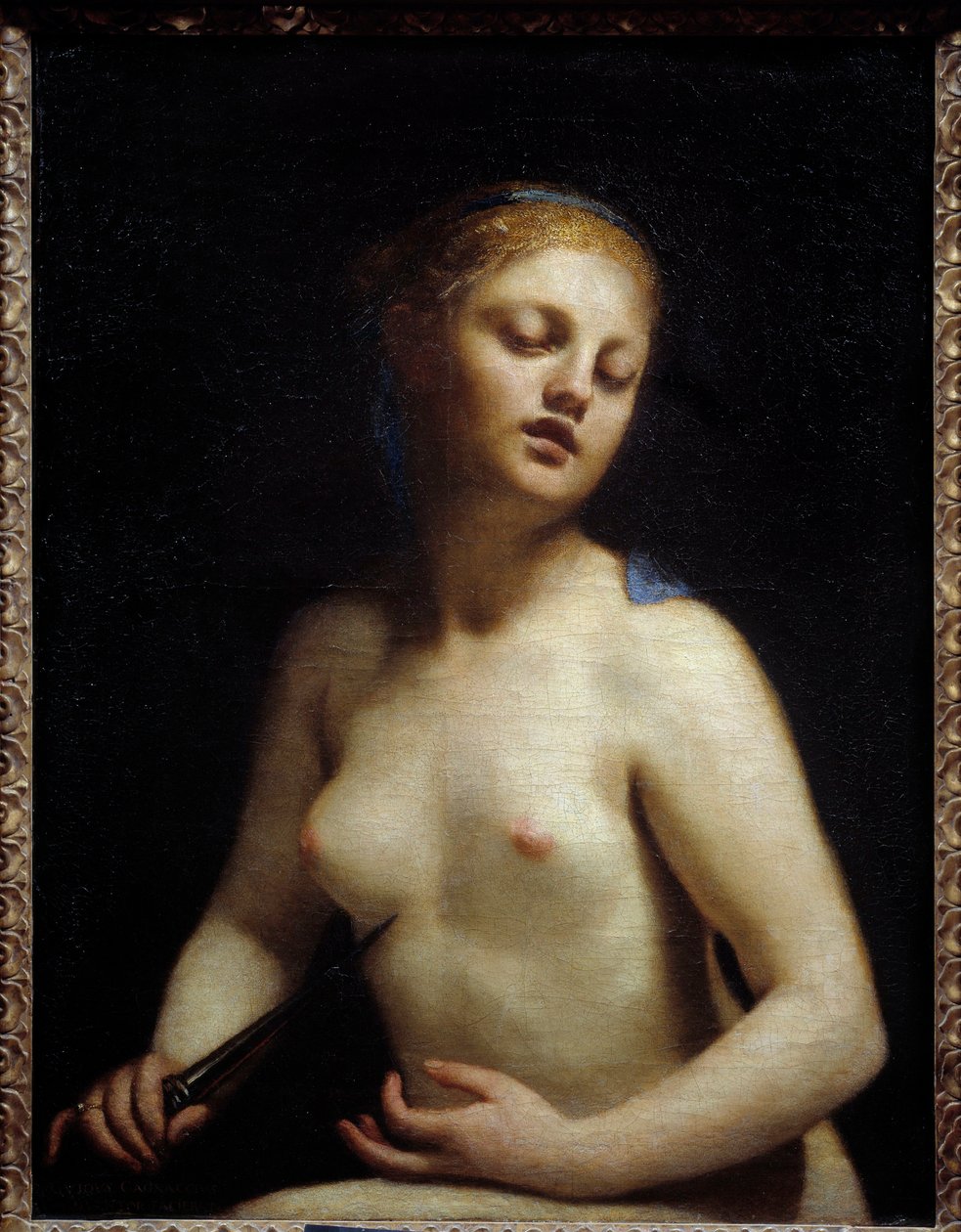 Lucrece meghalt Lucrece (Lucrezia, Lucretia, római hölgy) unokatestvére, Sextus Tarquin, Nagyszerű Tarquin fia, erőszak áldozata lett. Lucrece elküldte apját és férjét (Collatinus), és Lucius Junius Brutusszal, Lucius T unokatestvérével érkezett. alkotó: Guido Cagnacci