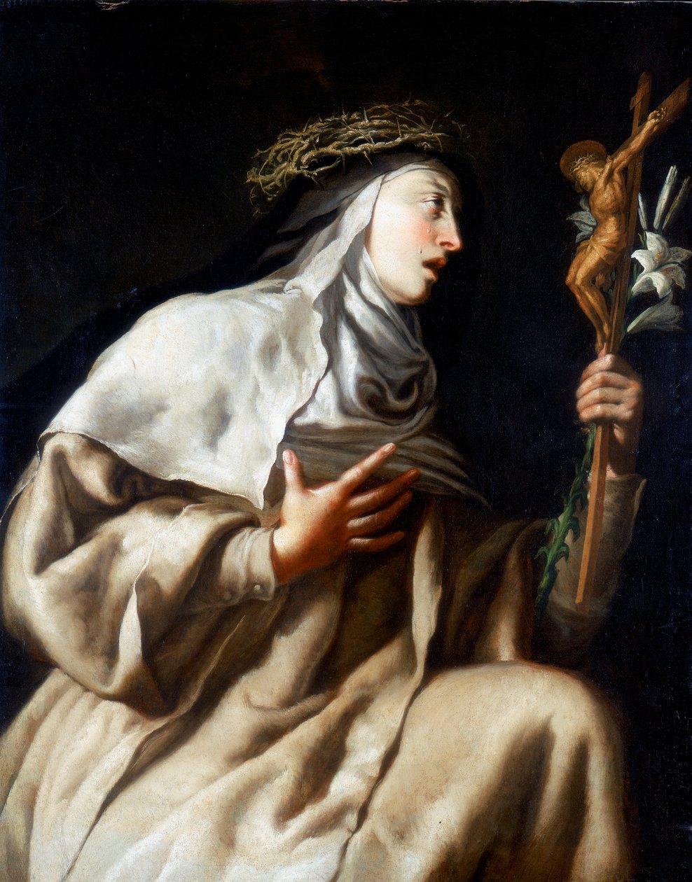Avilai Szent Teréz a kereszt előtt, 1621-1663 alkotó: Guido Cagnacci