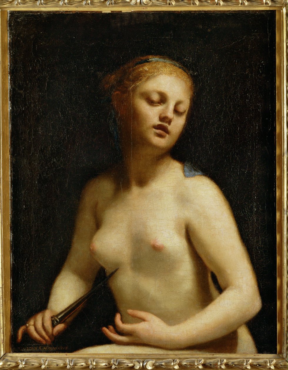 Lucretia halála (festmény, vászon) alkotó: Guido Cagnacci