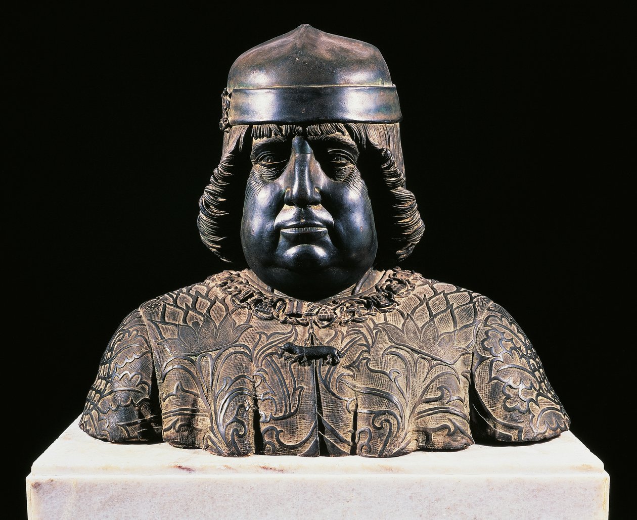 Aragóniai Alfonz mellszobra, 1490 körül, Guido Mazzoni (kb. 1450-1518), bronzszobor, magassága 42 cm, Olaszország alkotó: Guido Mazzoni