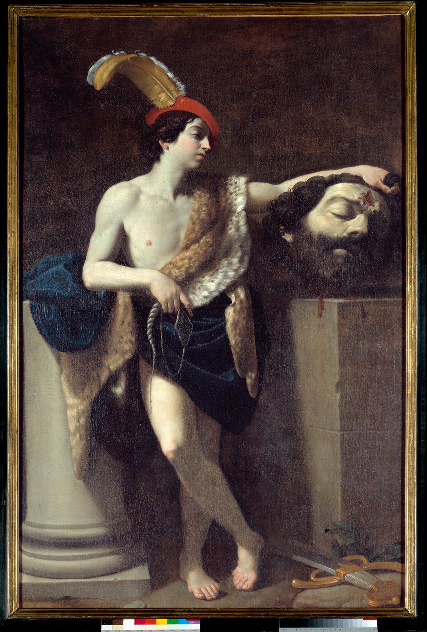 Dávid Góliát fejét tartja Guido Reni dit le Guide festménye (1575-1642) 1606 V. 2,37x1,37 m alkotó: Guido Reni