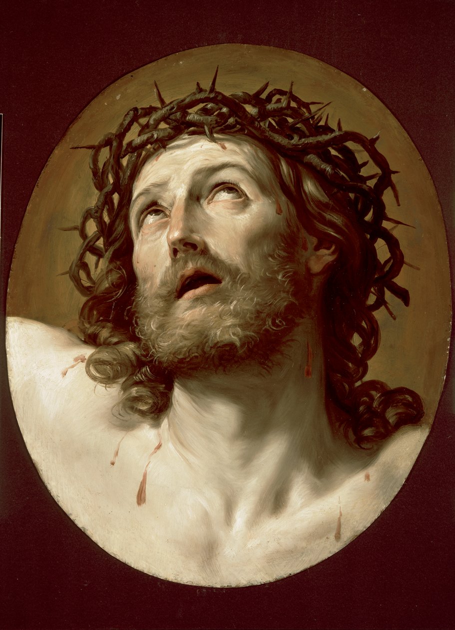 Tövisekkel koronázott Krisztus feje, 1630-as évek eleje (olaj a rézlemezen) alkotó: Guido Reni