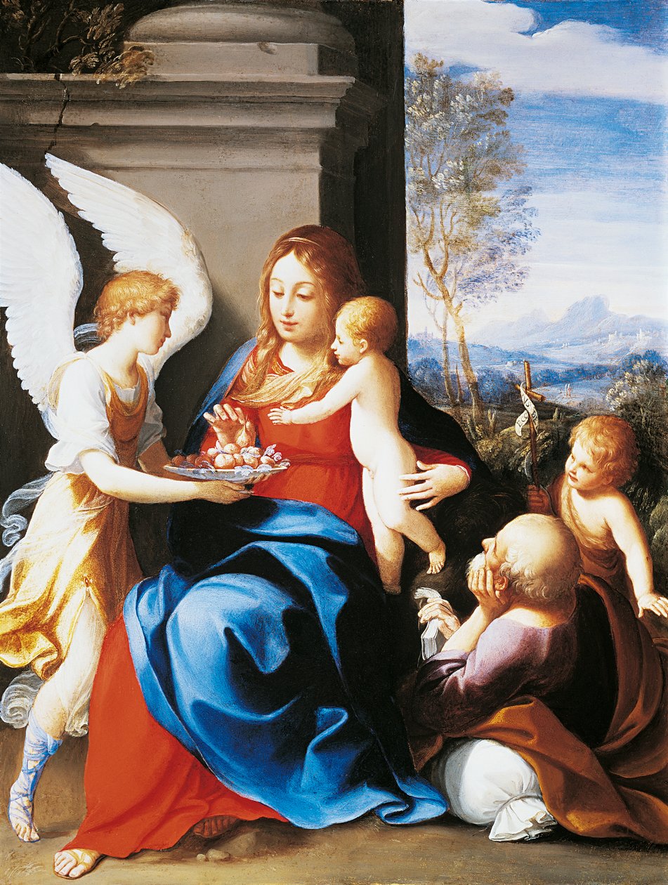 Szent Család angyalok által szolgálva, Guido Reni (1575-1642) alkotó: Guido Reni