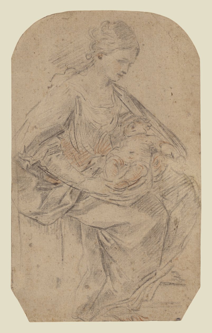 Születés (recto); turbános nő (verso) alkotó: Guido Reni