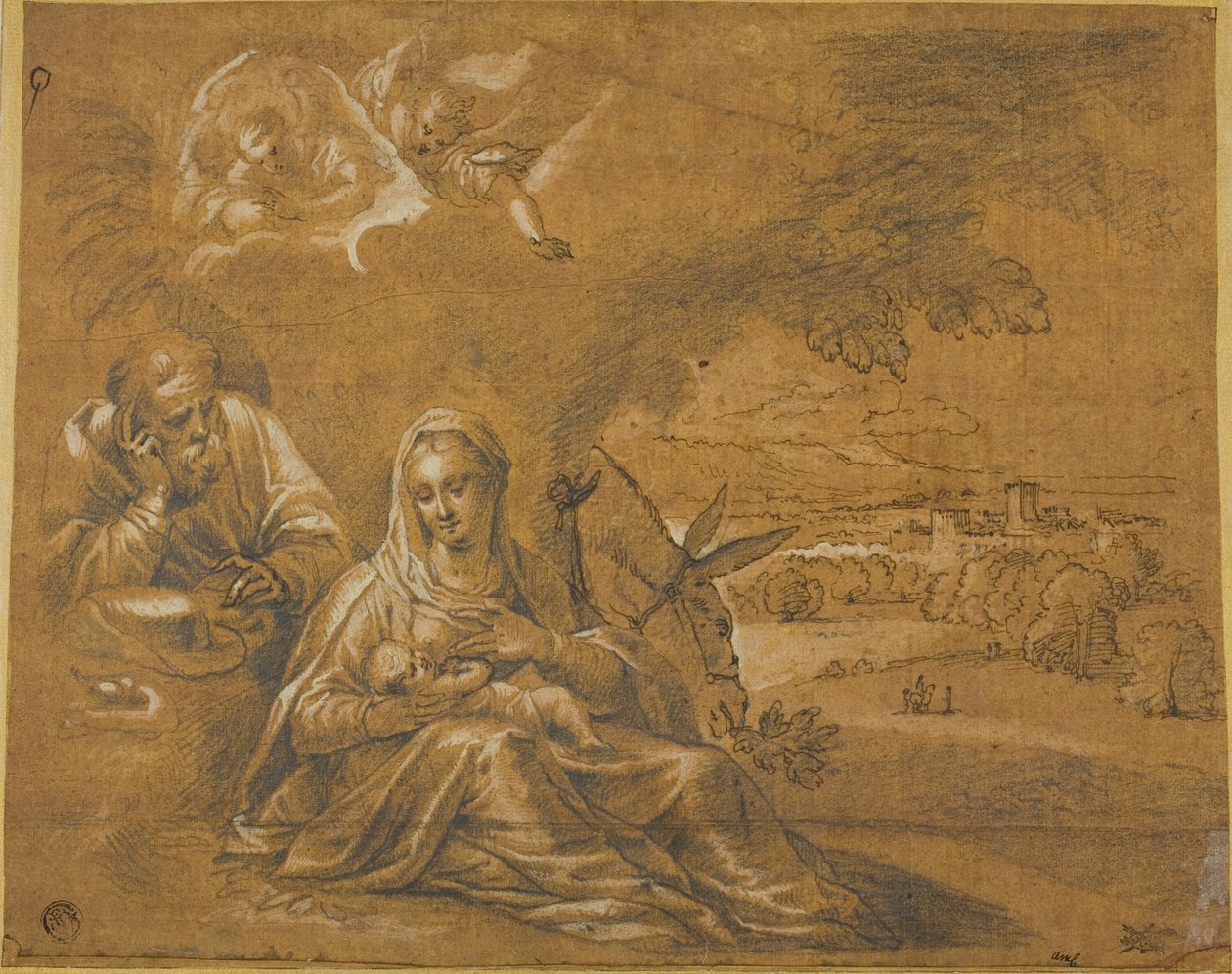 Pihenés az Egyiptomba való menekülésen alkotó: Guido Reni
