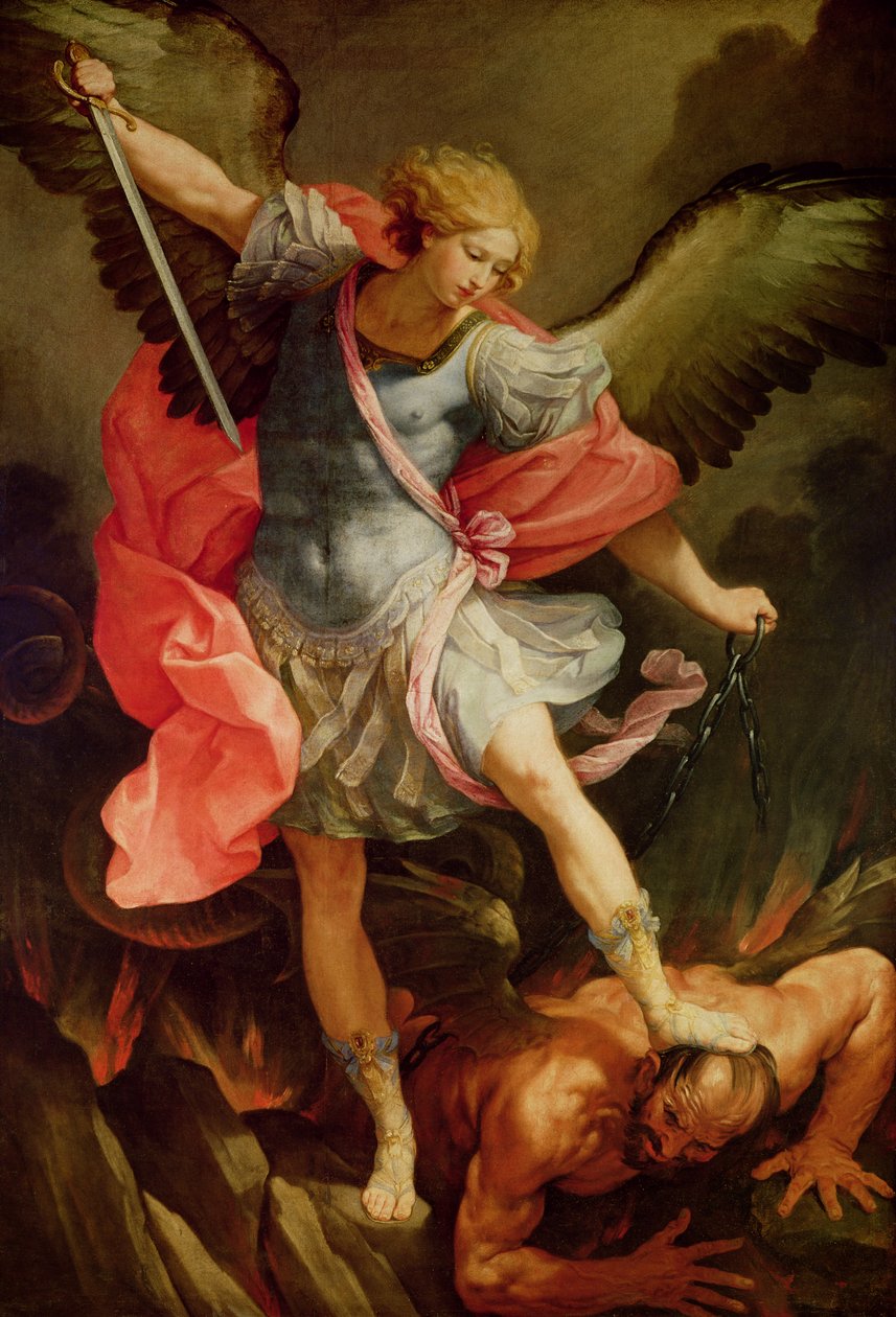 Mihály arkangyal legyőzi a Sátánt (olaj, vászon) alkotó: Guido Reni