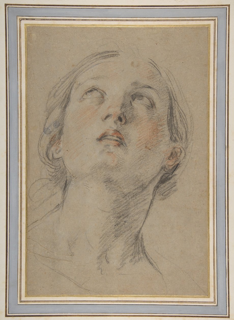 Egy felfelé tekintő nő feje (Judith) alkotó: Guido Reni
