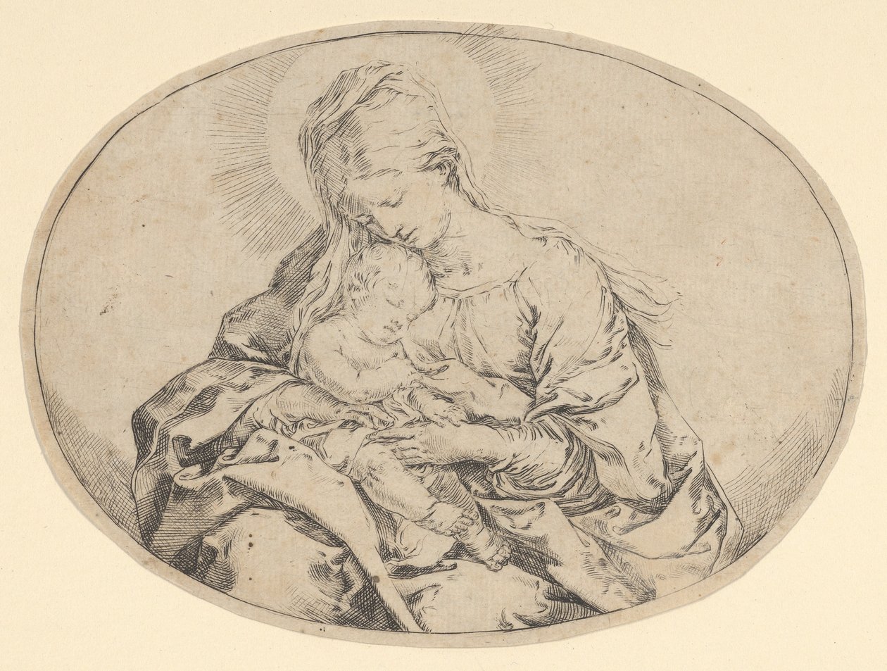 A csecsemő Krisztust tartó Szűz, ovális kompozíció, kb. 1600-1640. alkotó: Guido Reni