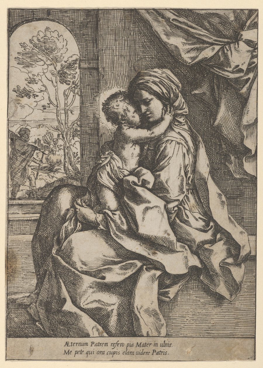 A Szűzanya ölében ölelte a Krisztus-gyermeket, József látta a..., kb. 1600-1613. alkotó: Guido Reni