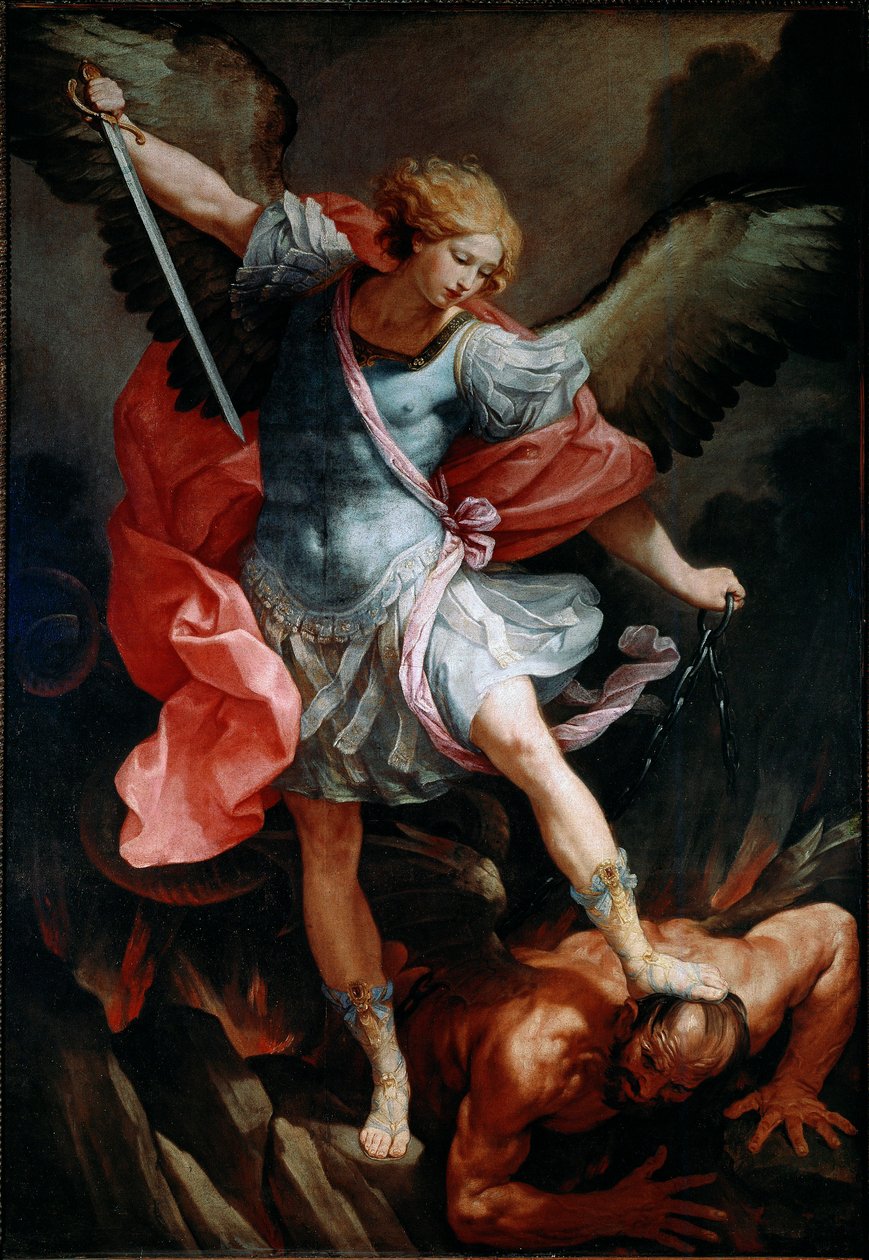 Szent Mihály arkangyal legyűrte a démon fejét Guido Reni selyemfestménye, a kalauz alkotó: Guido Reni