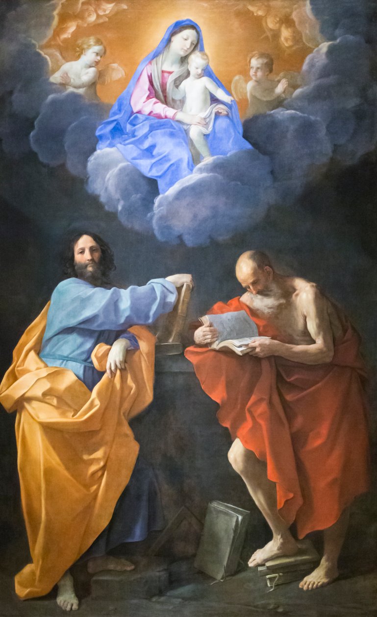 Szűz dicsőségben Szent Tamással és Jeromossal (olaj, vászon) alkotó: Guido Reni