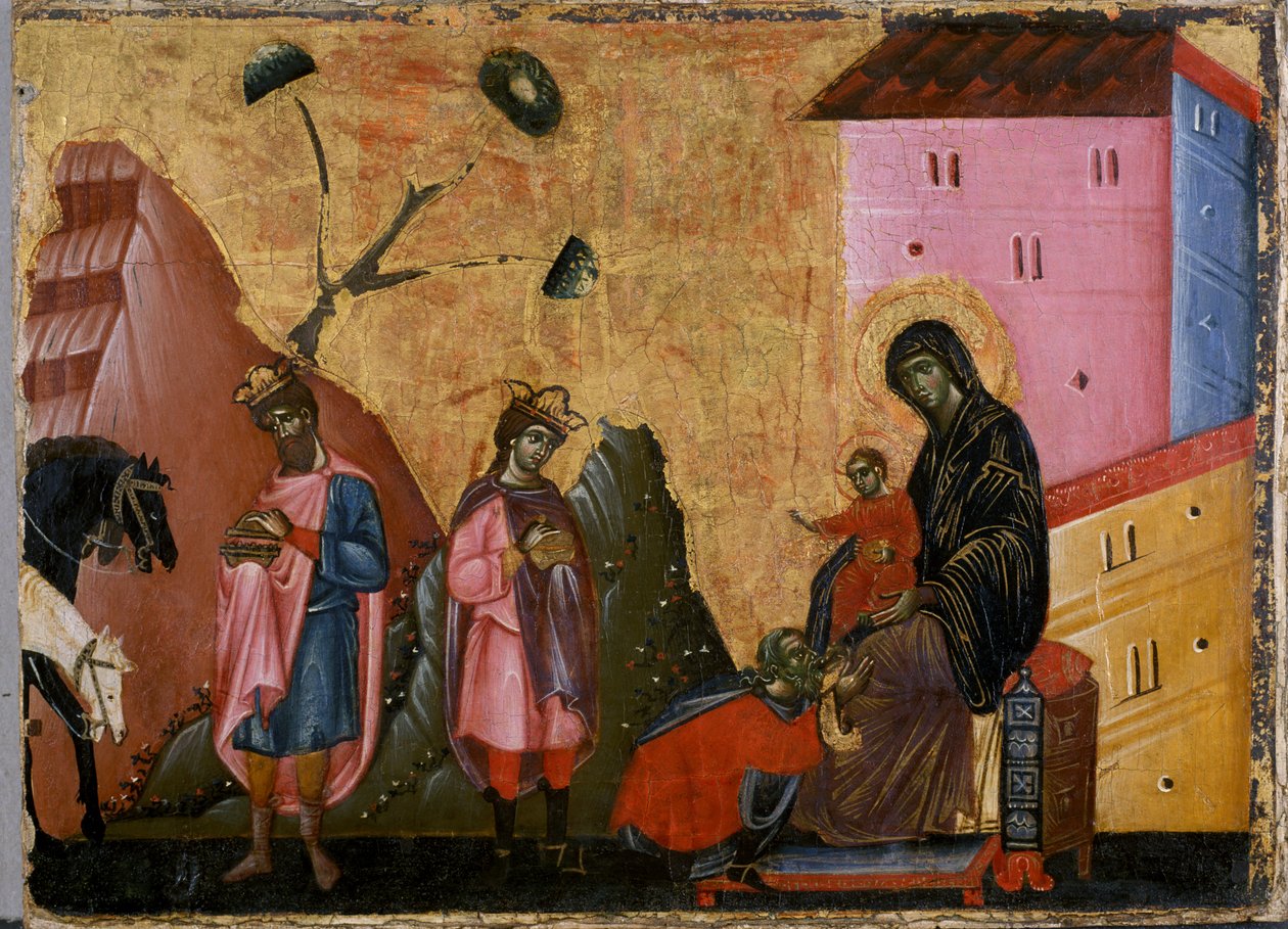 A mágusok imádása (tempera fán) alkotó: Guido da Siena