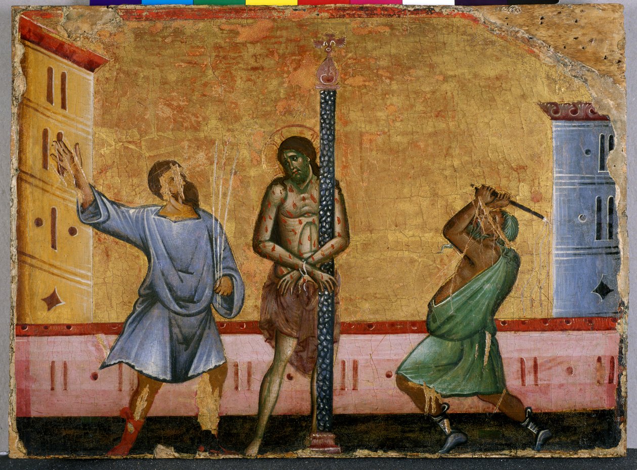 Krisztus korbácsolása (tempera fán) alkotó: Guido da Siena