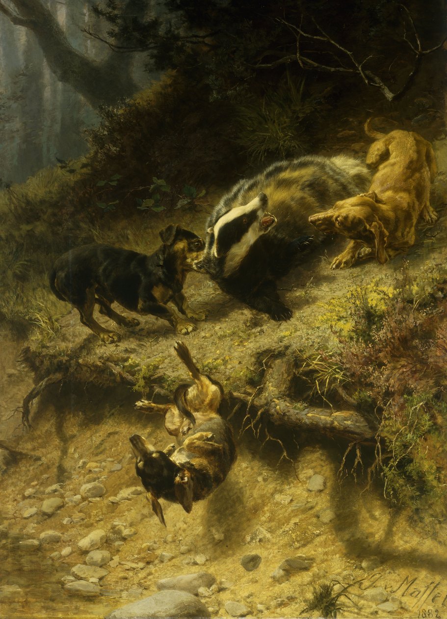 Tacskók borzon, 1882 alkotó: Guido von Maffei