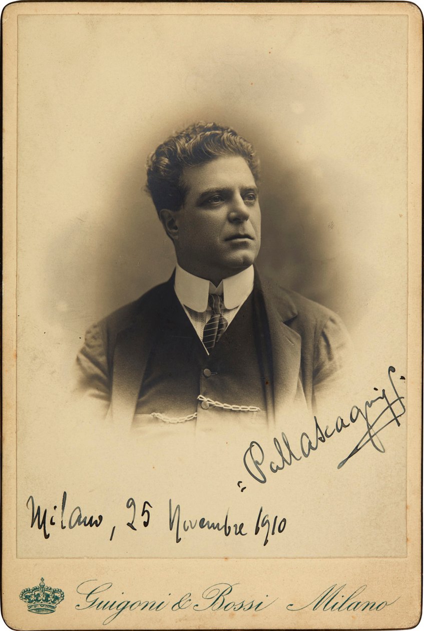 Pietro Mascagni zeneszerző portréja 1863-1945, 1910. alkotó: Guigoni and Bossi.