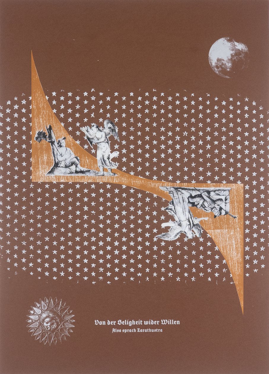 Involuntary Bliss,Így szólt Zarathustra, 2025 (fametszet és szitanyomat) alkotó: Guilherme Pontes
