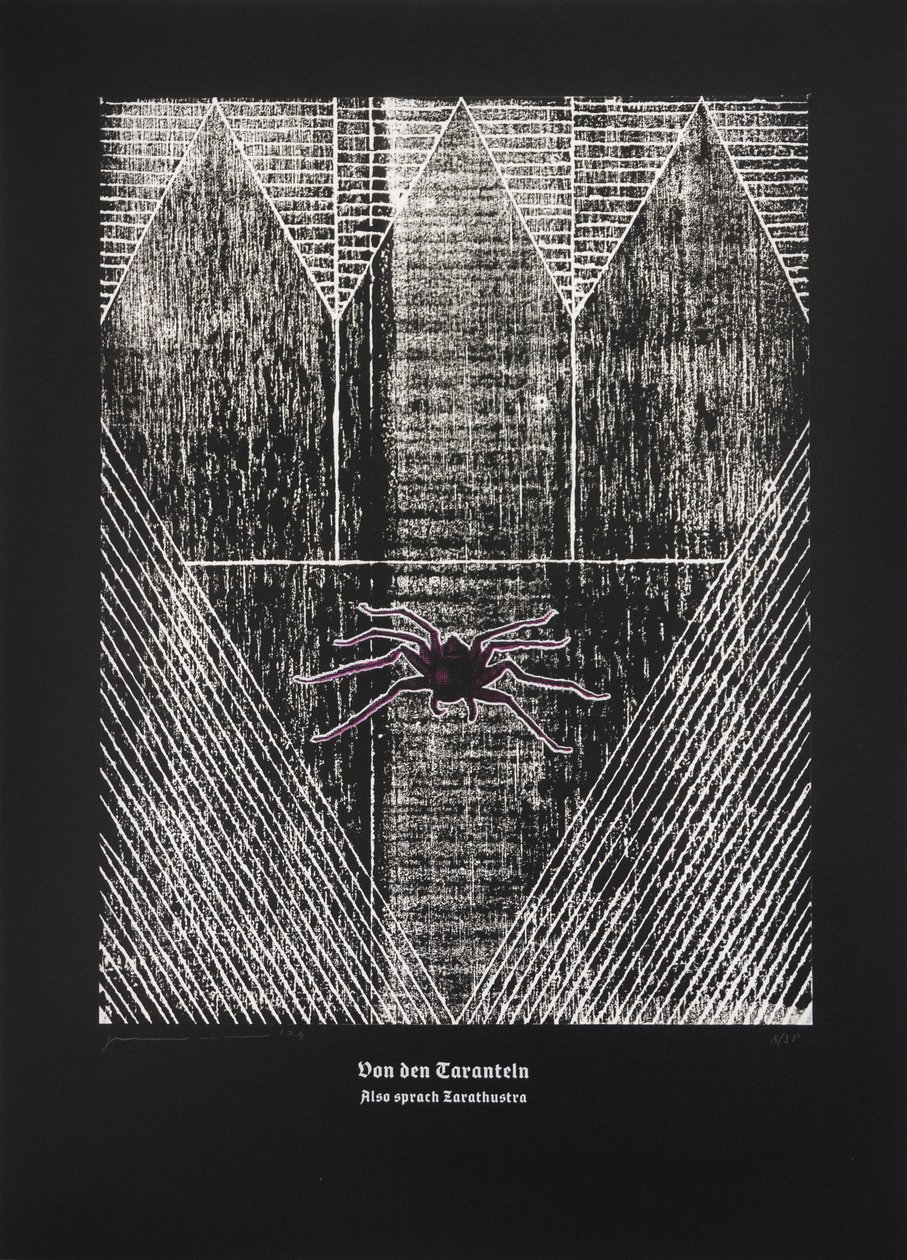 A Tarantula, Így szólt Zarathustra, 2024 (fametszet és szitanyomat) alkotó: Guilherme Pontes