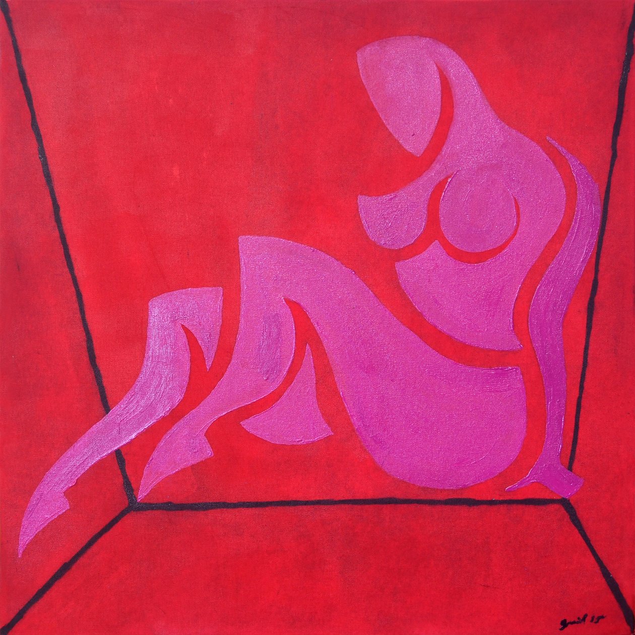 Tanulmány a Figure in Cubic Space című képhez, 2015 (olaj, vászon) alkotó: Guilherme Pontes