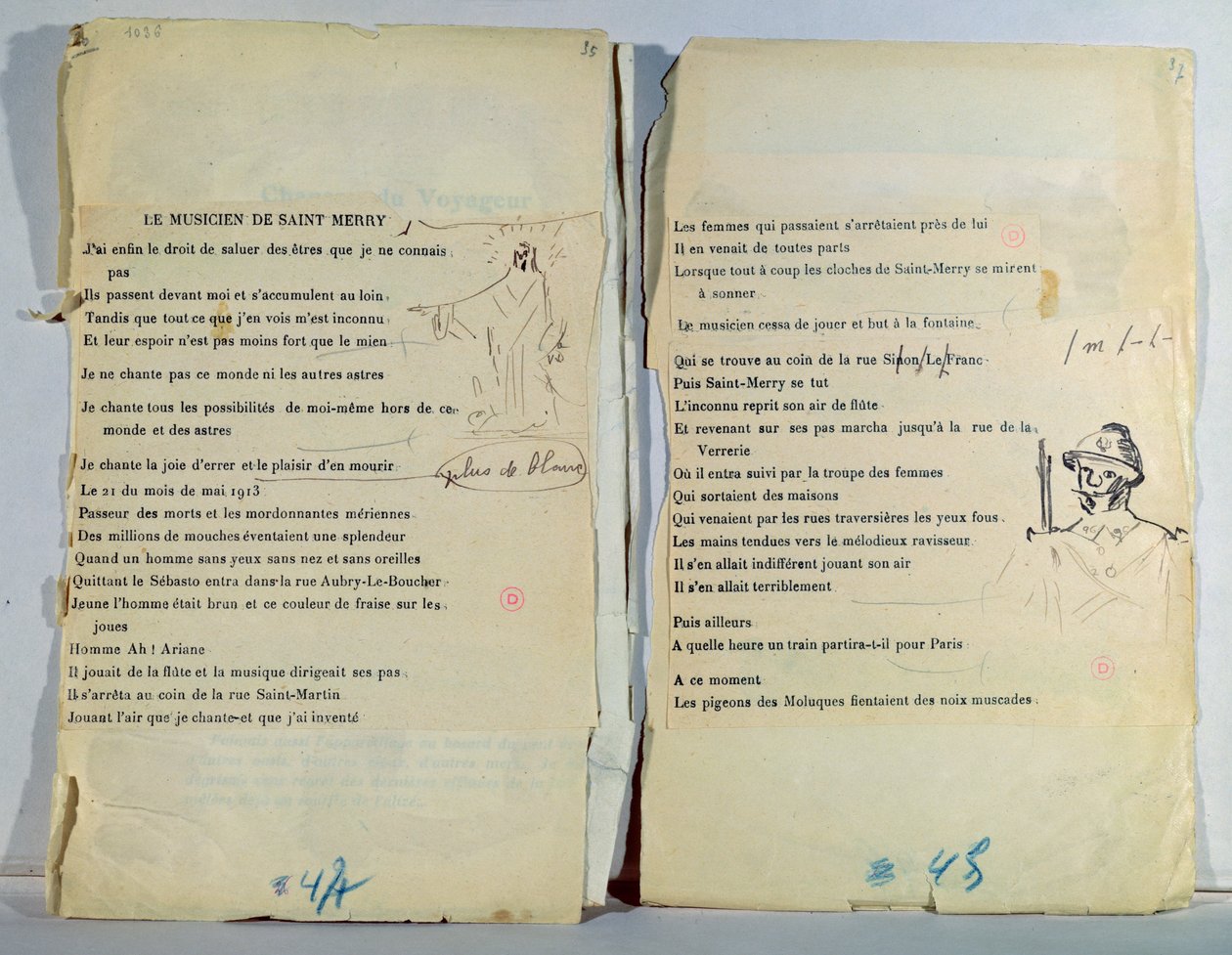A „Le Musicien de Saint Merry” jegyzetekkel ellátott és illusztrált példánya alkotó: Guillaume Apollinaire